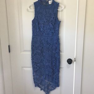 NWT Dee Dee blue lace high low midi